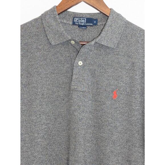 Ralph Lauren Polo Shirt Medium Mens Gray Solid Custom Slim Fit Short Sleeve - Picture 2 of 5